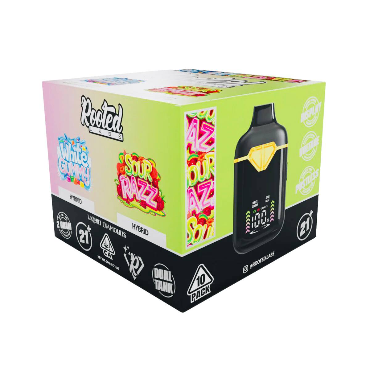 Rooted Labs White Gummy X Sour Razz 2G Disposable - Image 4