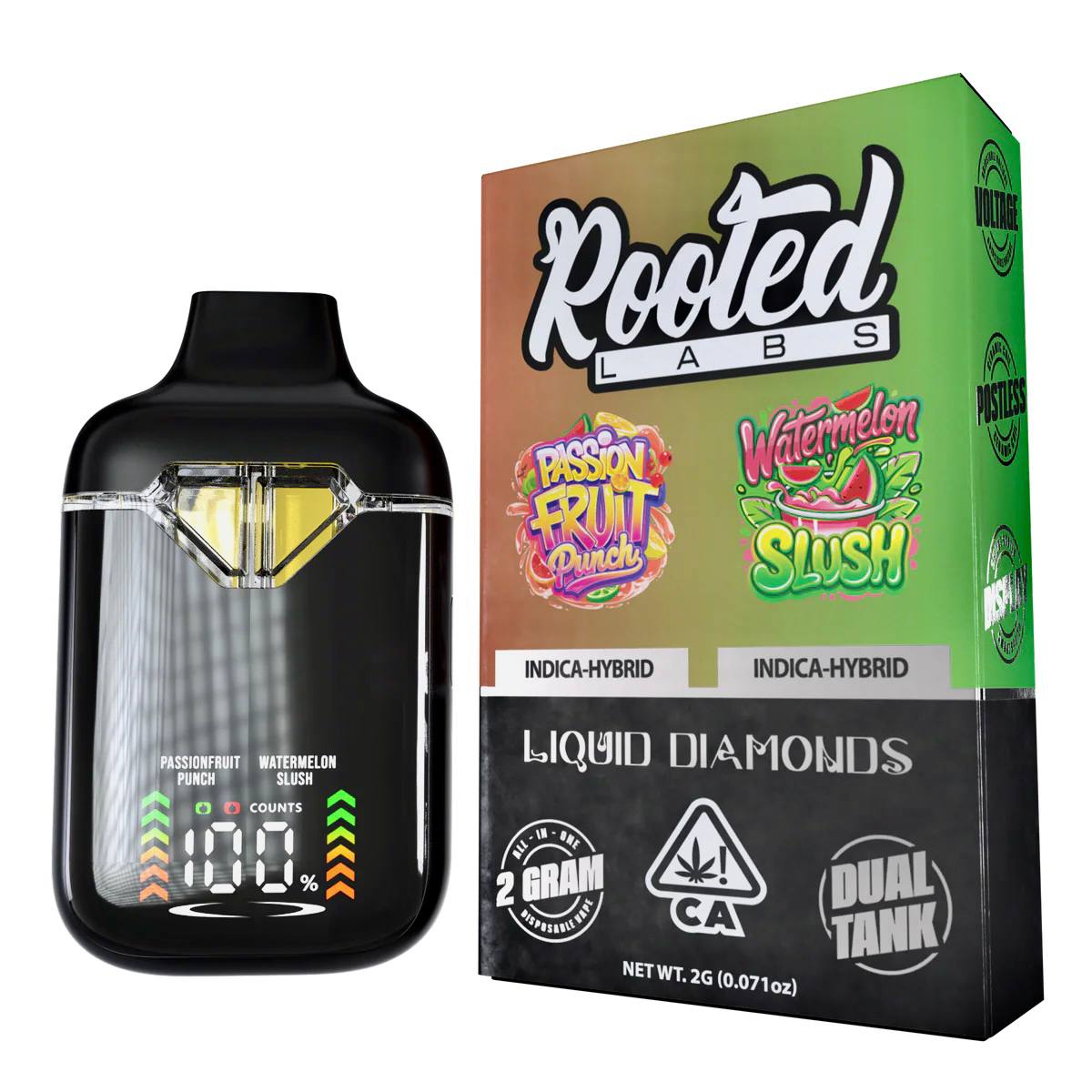 rooted labs passion fruit punch x watermelon slush 2g disposable
